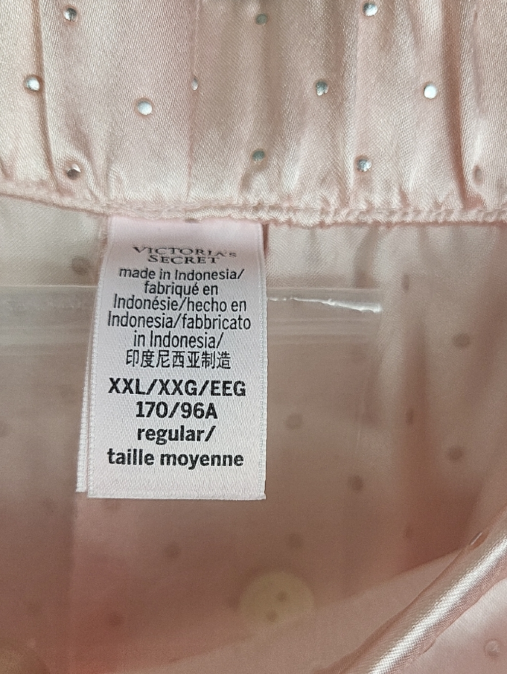 NWOT VICTORIA'S SECRET Dew Drop Satin Long Pajama Set Pink rhinestones. Size XXL - Picture 7 of 16